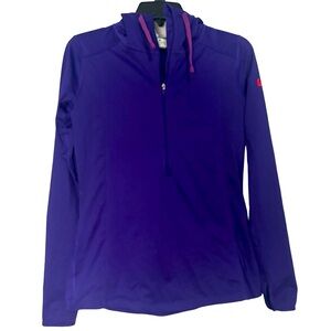 Women’s purple Nike Pro Fit hoodie, quarter zip, long sleeve activewear, Medium
